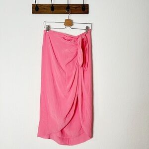 Ganni Bini Faux Wrap Pink Skirt